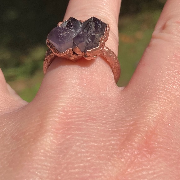 Amethyst Point Cluster Ring Electroformed sz 7 - Picture 14 of 15